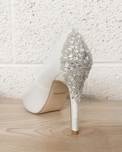 Barbara Peep Toe Heel - White/Silver